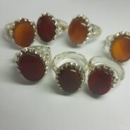 عقیق جزع با رکاب نقره