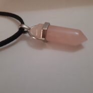 آویز گردن مخروطی سنگ رز کوارتز