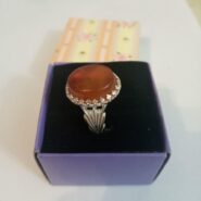 انگشتر نقره 925 سنگ عقیق نارنجی تراش دامله