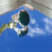 انگشتر سنگ عقیق سبز خراسان نقره 925