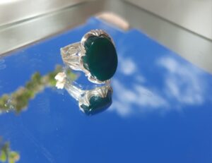 انگشتر سنگ عقیق سبز خراسان نقره 925
