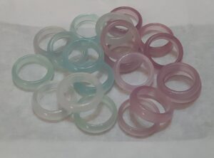 حلقه عقیق رنگی - آبی فیروزه ای و یاسی